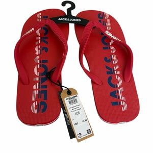 JACK & JONES Red Logo Flip‑Flops Size 7/8 (EU 40/41)